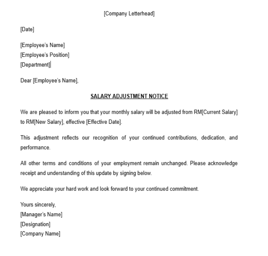 Templat Surat Kenaikan Gaji